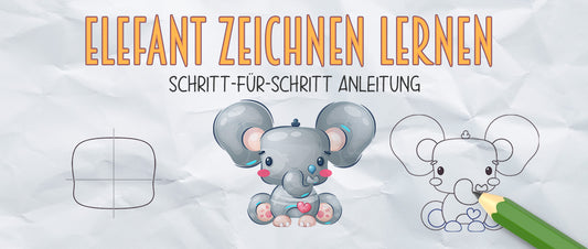 Elefant zeichnen lernen - 9 Schritte mit Bildern - Lustiger Comic Stil