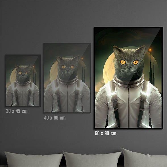 Personalisiertes Katzenporträt – Deine Katze als Astronaut