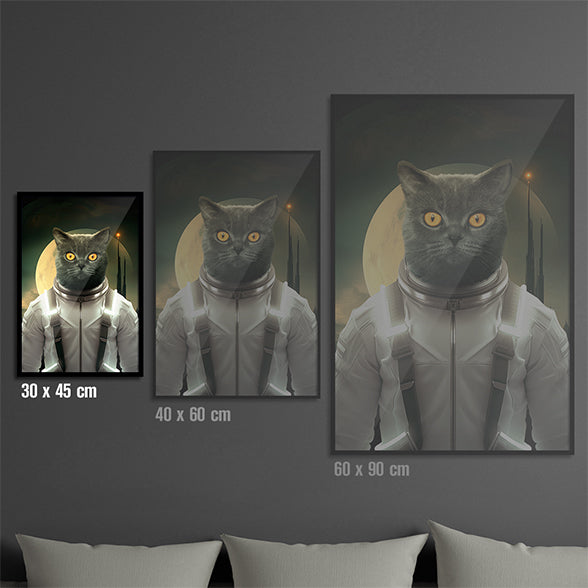 Personalisiertes Katzenporträt – Deine Katze als Astronaut