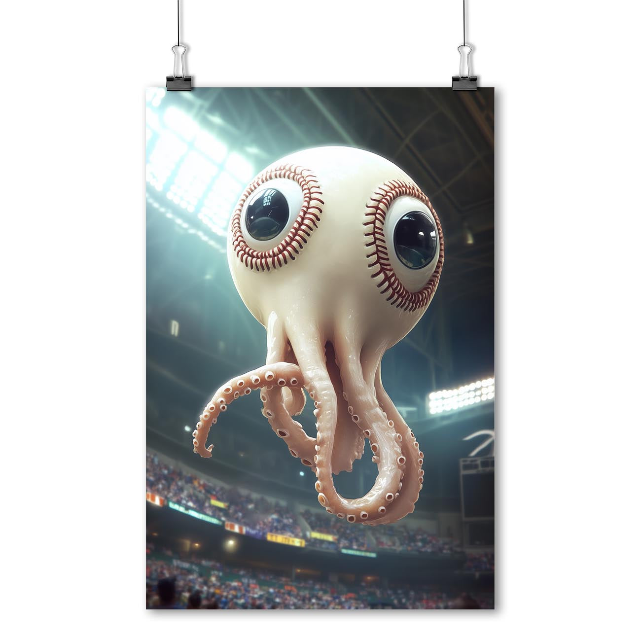 Crazy Baseball Squid Poster
