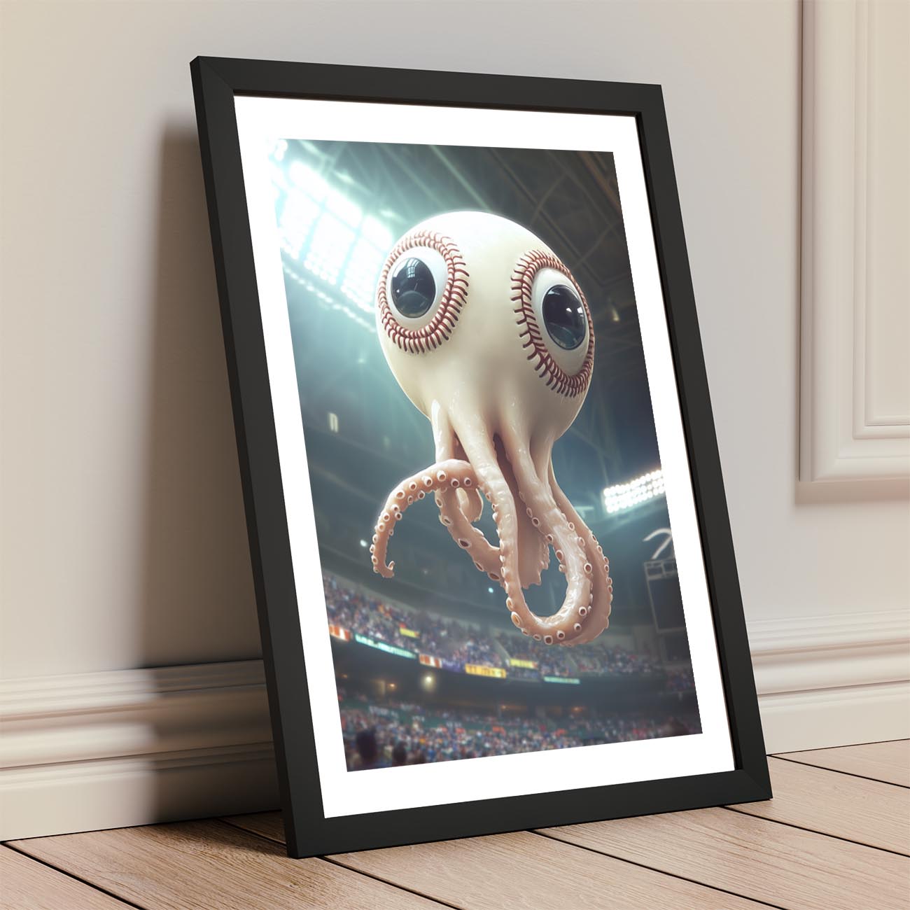 Crazy Baseball Squid Poster