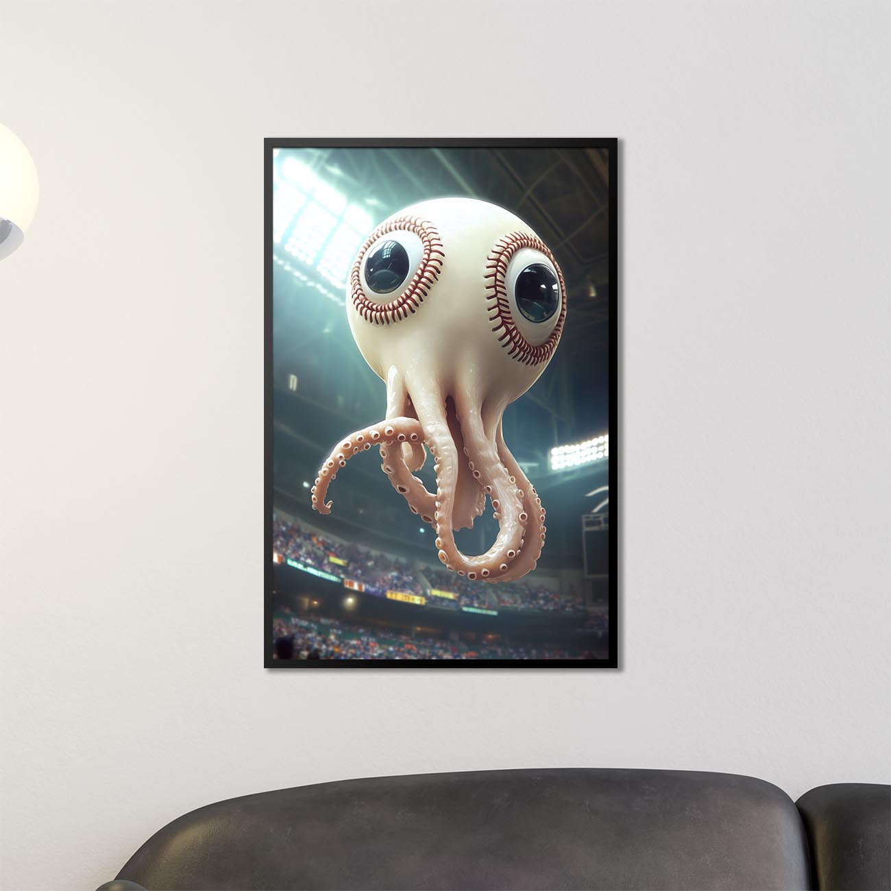 Crazy Baseball Squid Poster