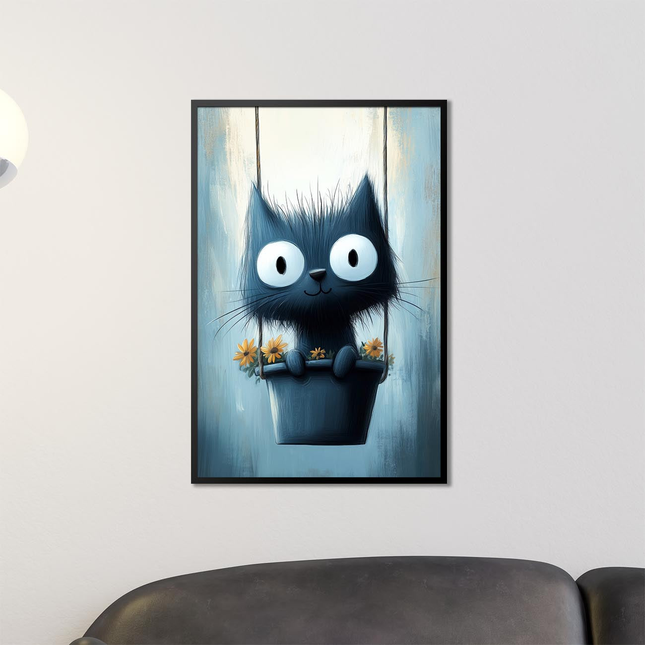 Blumenampel mit Extras – Katzenposter