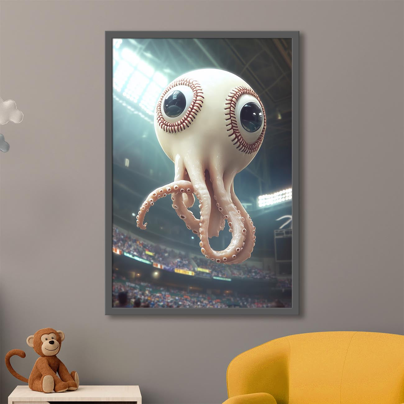 Crazy Baseball Squid Poster