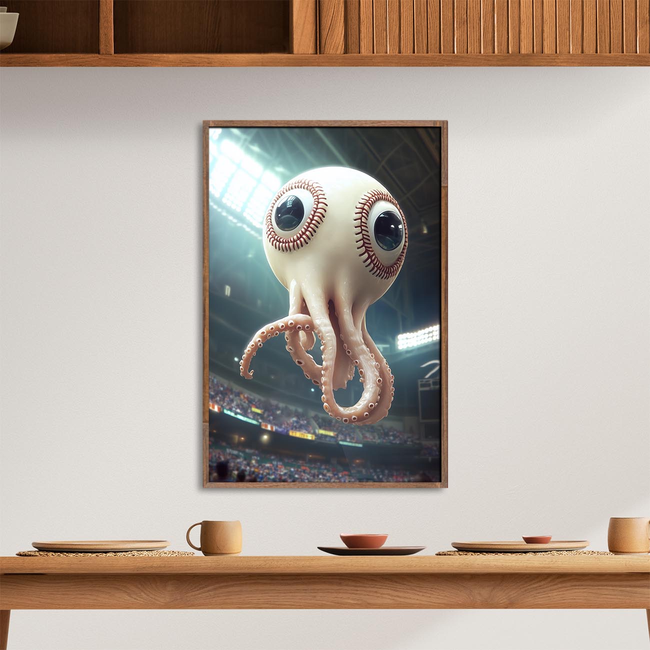 Crazy Baseball Squid Poster