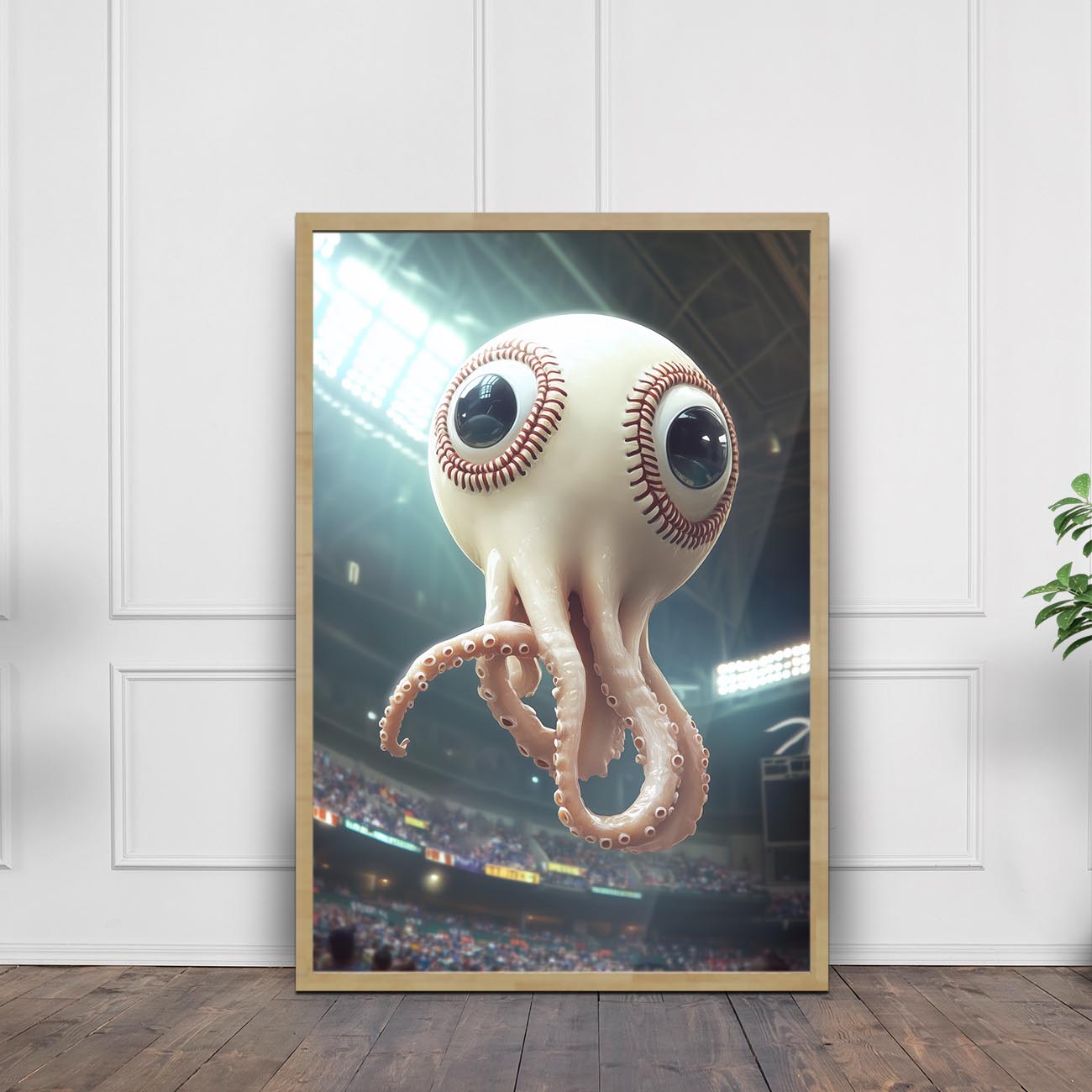 Crazy Baseball Squid Poster