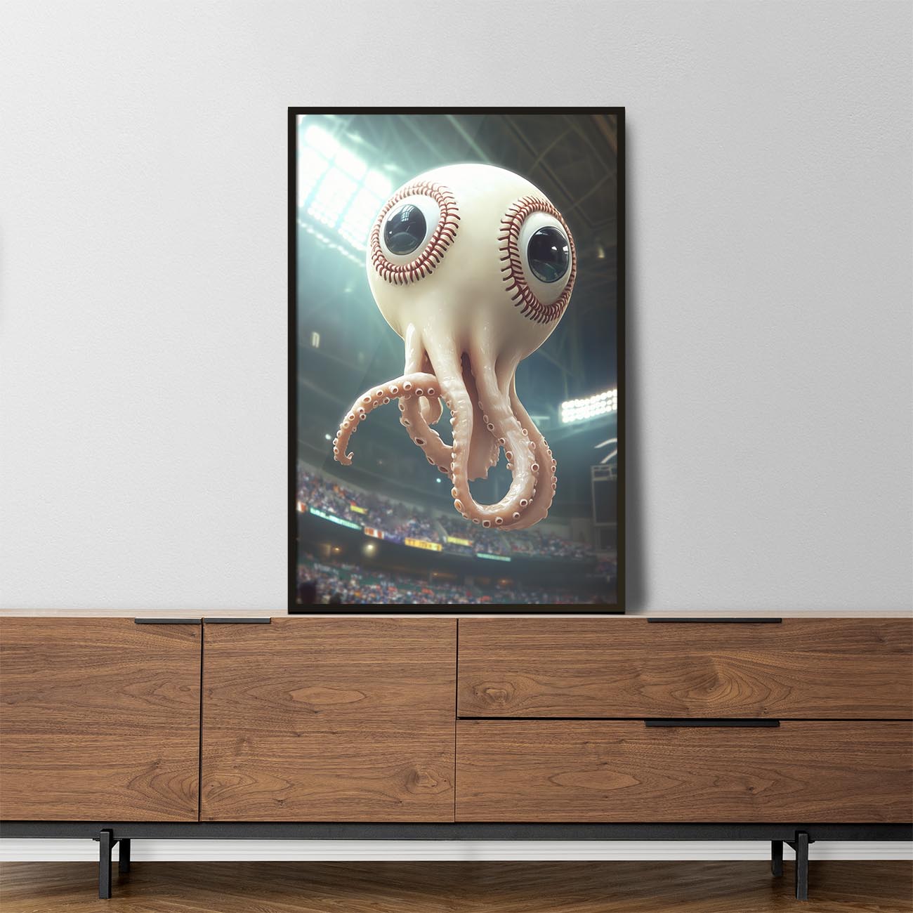 Crazy Baseball Squid Poster