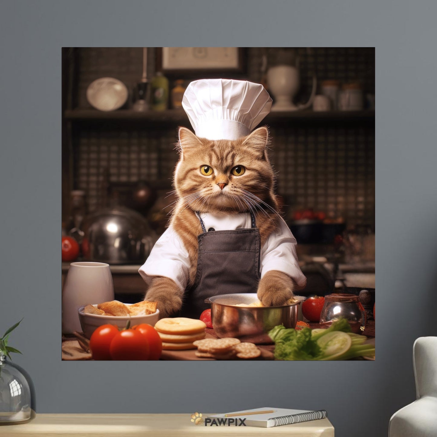  im Chat de Cuisine MH001-Stil, gedruckt auf Leinwand. Entdecke bei PawPix.de, Haustierporträt, hochwertig, Wallart, Ready to Hang und schnelle Lieferung.