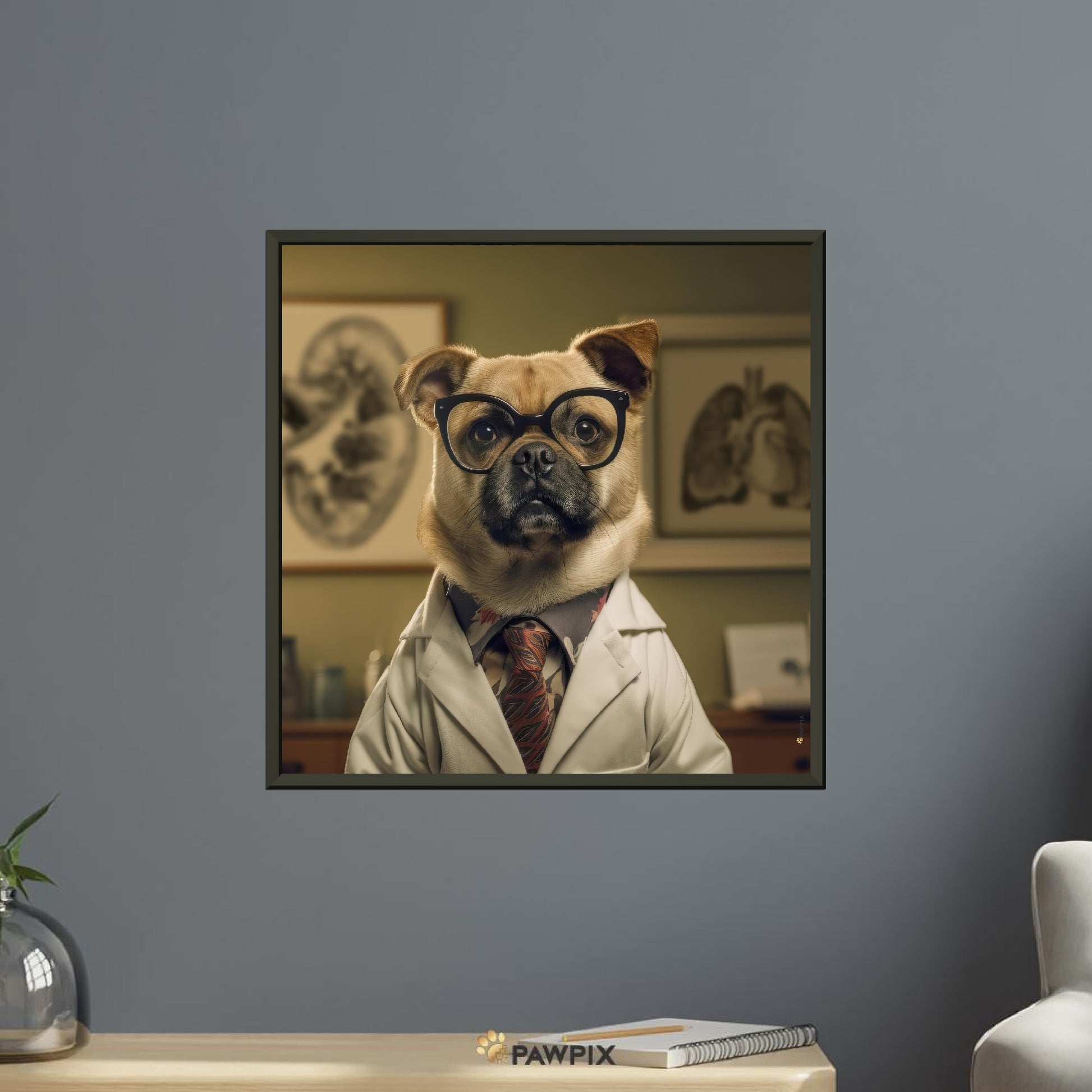 Hund im Doc Dog MH001-Stil. Entdecke bei PawPix.de, Haustierporträt, hochwertig, Wallart, Ready to Hang und schnelle Lieferung.