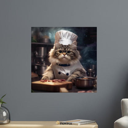 Katze im Chat de Cuisine TB001-Stil, gedruckt auf Premium Poster. Entdecke bei PawPix.de, Haustierporträt, hochwertig, Wallart, Ready to Hang und schnelle Lieferung.