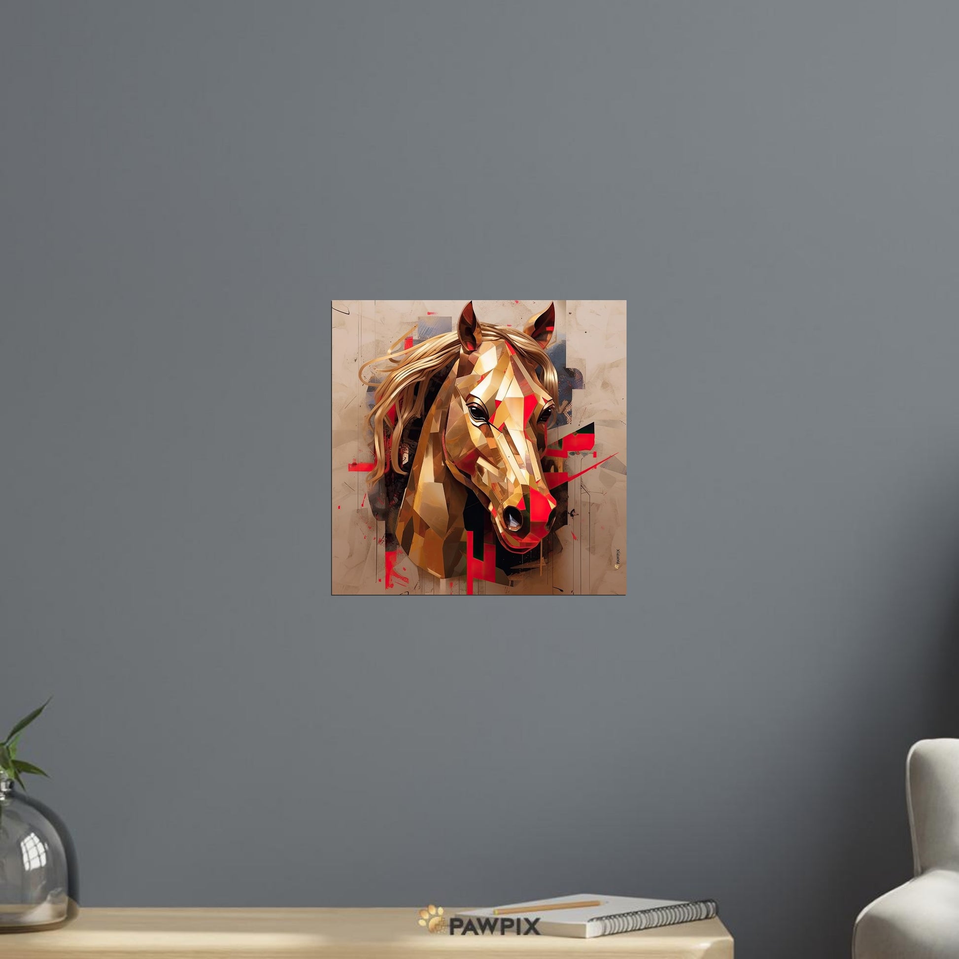  im Golden Horse MH001-Stil, gedruckt auf Premium Poster. Entdecke bei PawPix.de, Haustierporträt, hochwertig, Wallart, Ready to Hang und schnelle Lieferung.