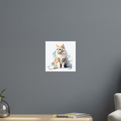 Katze im Watercolor Cat MH001-Stil, gedruckt auf Premium-Poster mit Metallrahmen. Entdecke bei PawPix.de, Haustierporträt, hochwertig, Wallart, Ready to Hang und schnelle Lieferung.