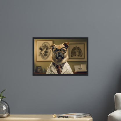 Hund im Doc Dog MH001-Stil, gedruckt auf Premium-Poster mit Metallrahmen. Entdecke bei PawPix.de, Haustierporträt, hochwertig, Wallart, Ready to Hang und schnelle Lieferung.