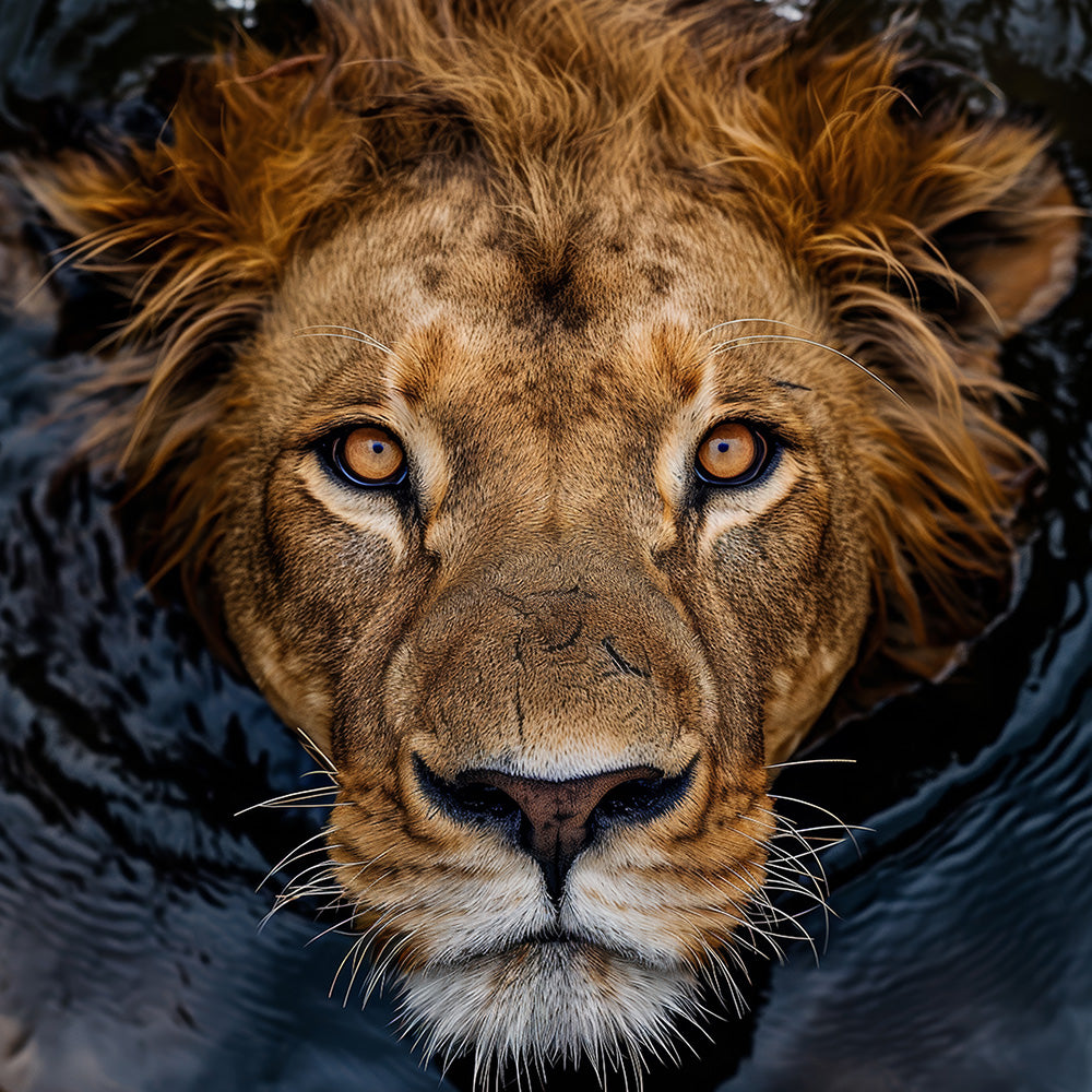 Löwe im Wasser Poster