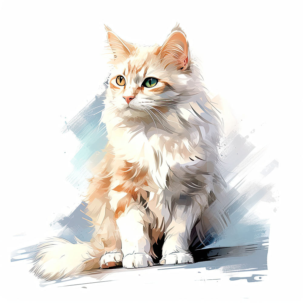 Katze im Watercolor Cat MH001-Stil, gedruckt auf Leinwand, perfekt für leinwände Liebhaber. Entdecke bei PawPix.de, Haustierporträt, hochwertig, Wallart, Ready to Hang und schnelle Lieferung.