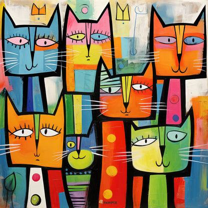 Katze im Color Cats MH001-Stil, gedruckt auf Leinwand, perfekt für pawpix Liebhaber. Entdecke bei PawPix.de, Haustierporträt, hochwertig, Wallart, Ready to Hang und schnelle Lieferung.