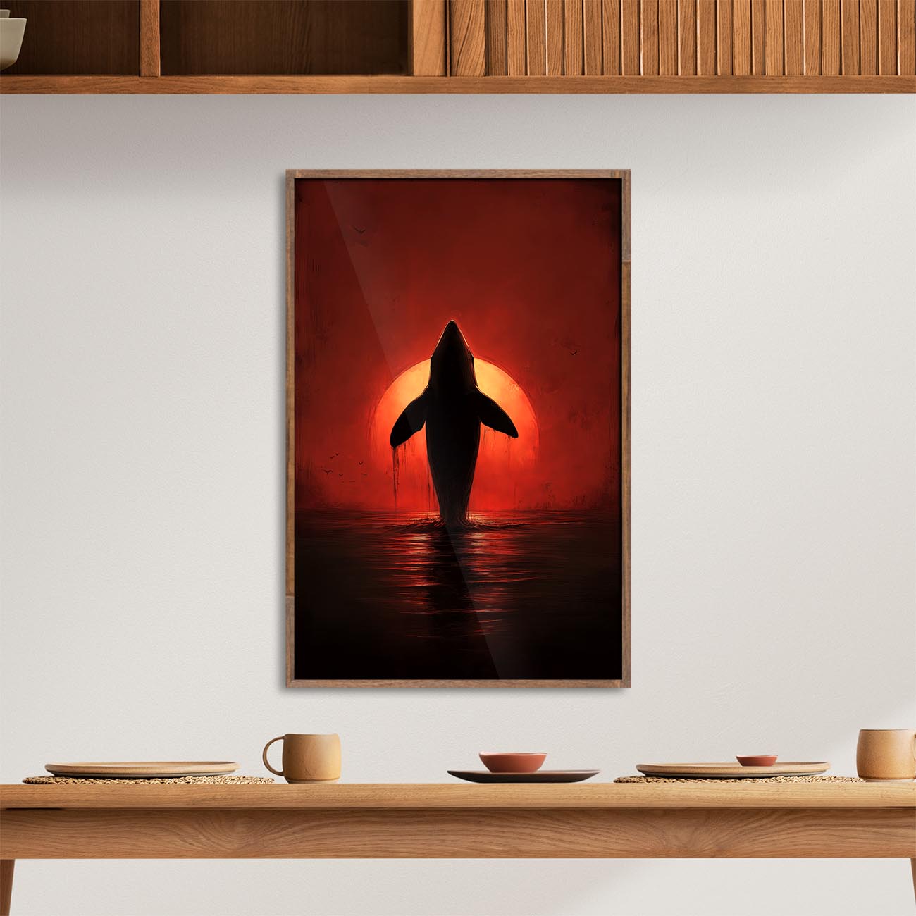 Red Sun Whale - Poster