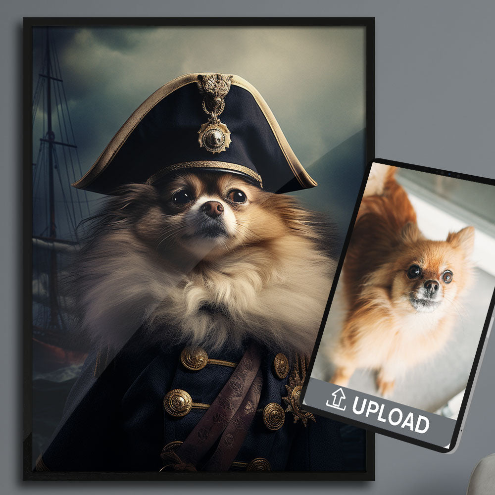 Hund im Pirate Dog-Stil, gedruckt auf Poster, perfekt für kunst Liebhaber. Entdecke bei PawPix.de, Haustierporträt, hochwertig, Wallart, Ready to Hang und schnelle Lieferung.