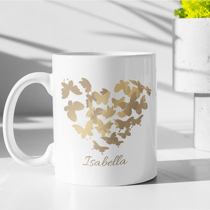 Personalisierte Schmetterling-Herz Tasse